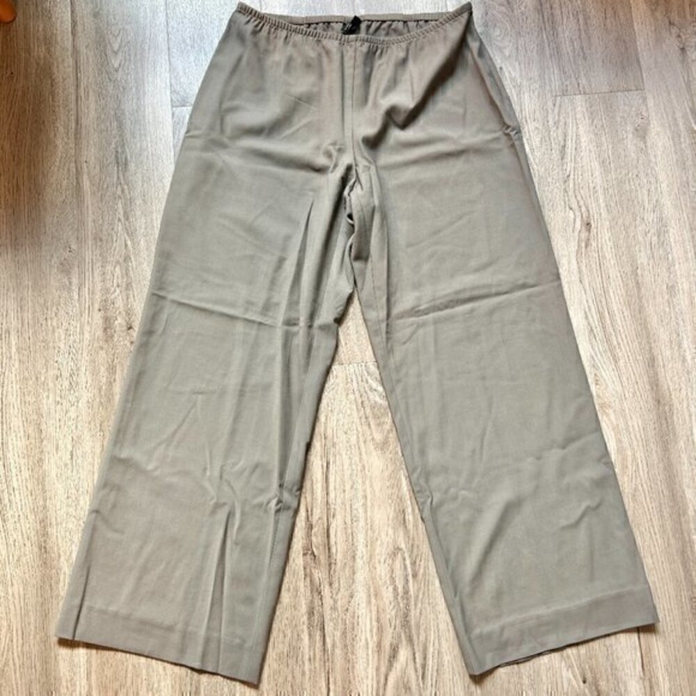 Eileen Fisher Tan/Gray Lightweight Wide Leg Pull On Pants Size M